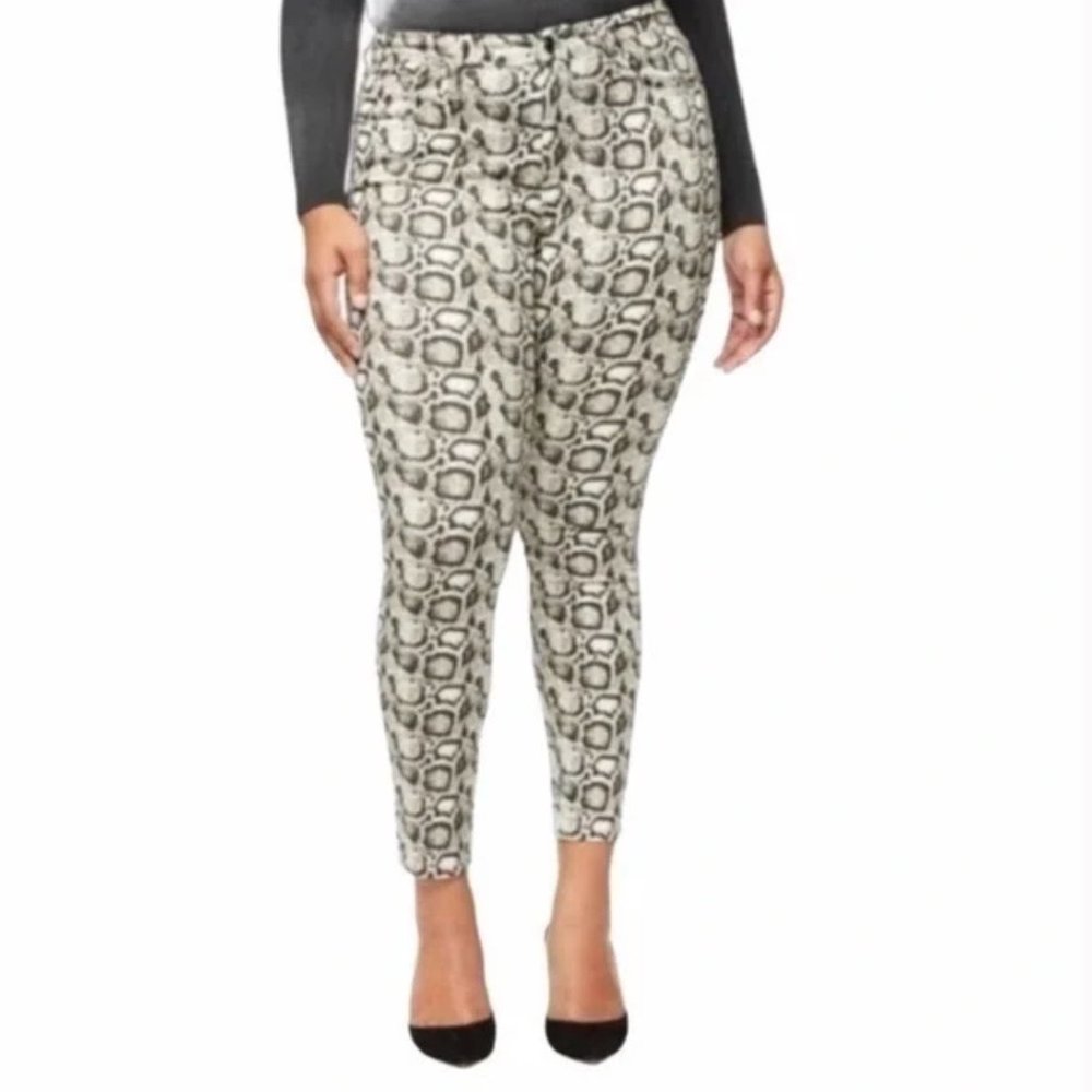 NWOT - Good American Good Legs Skinny Jeans Black Tan Snake Print